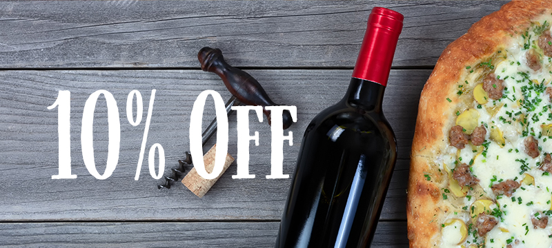 10% off wine with a pizza order